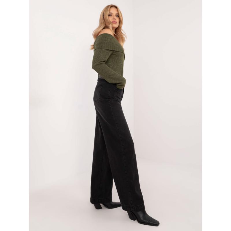 Černé džíny se širokými nohavicemi a předními kapsami SUBLEVEL