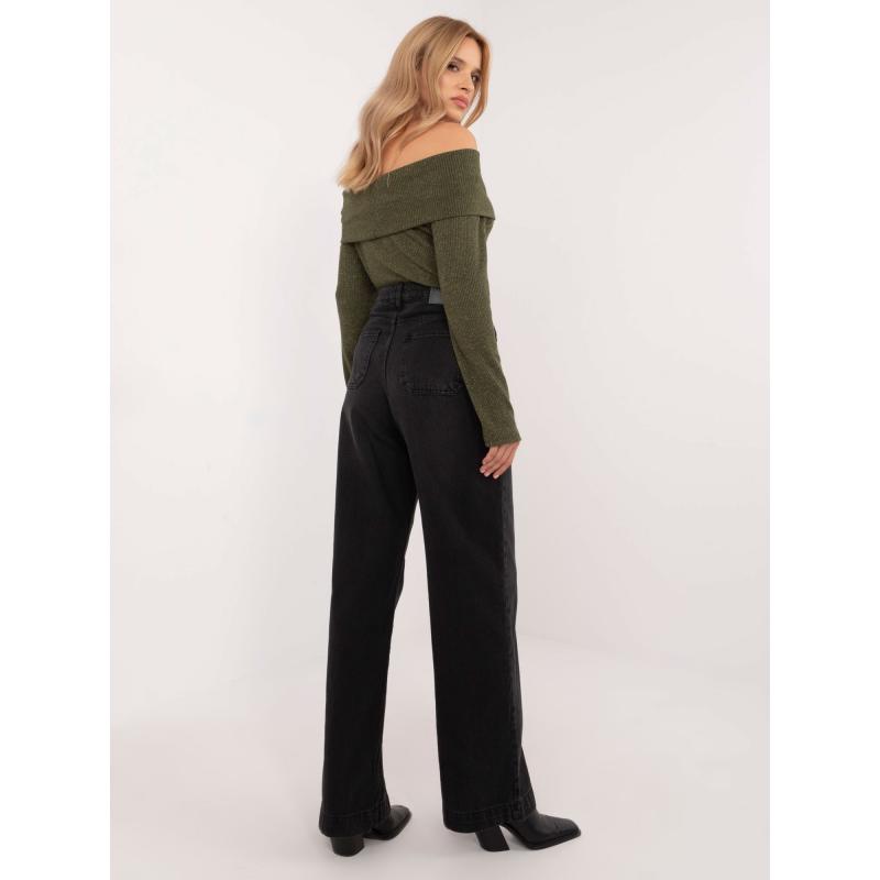 Černé džíny se širokými nohavicemi a předními kapsami SUBLEVEL