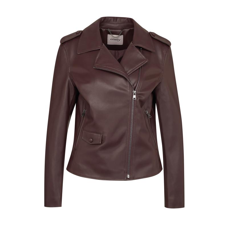 Hnedá dámska kožená bunda