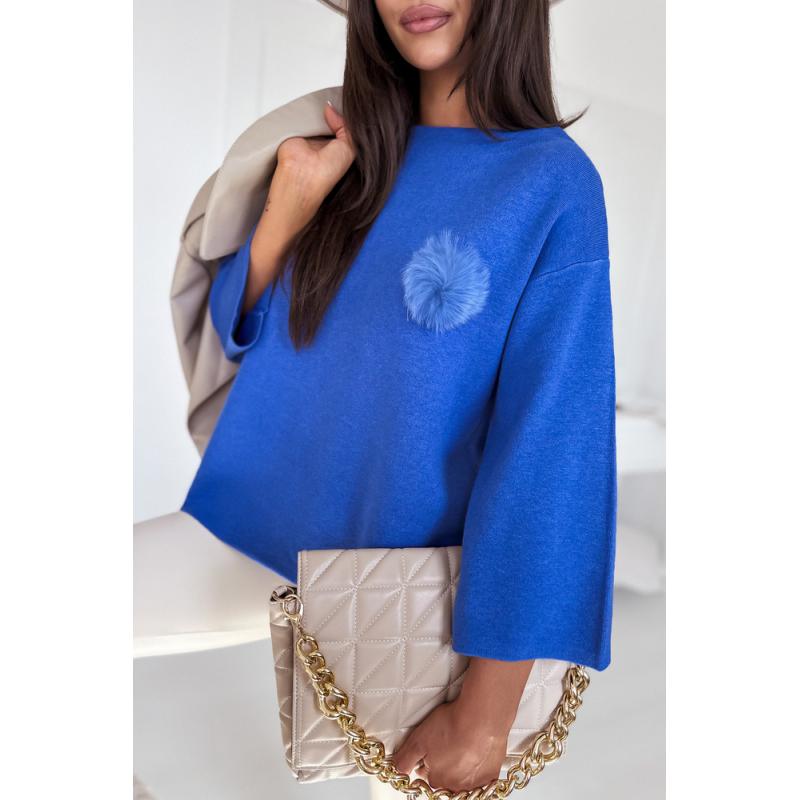 Női túlméretezett pulóver GAIA kék