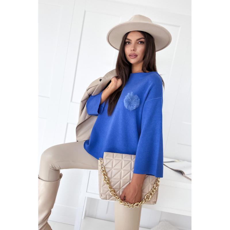 Női túlméretezett pulóver GAIA kék