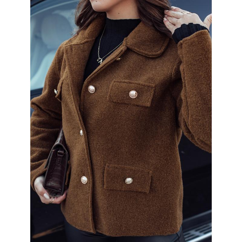 Női túlméretezett kabát CLASSIVO rövid barna