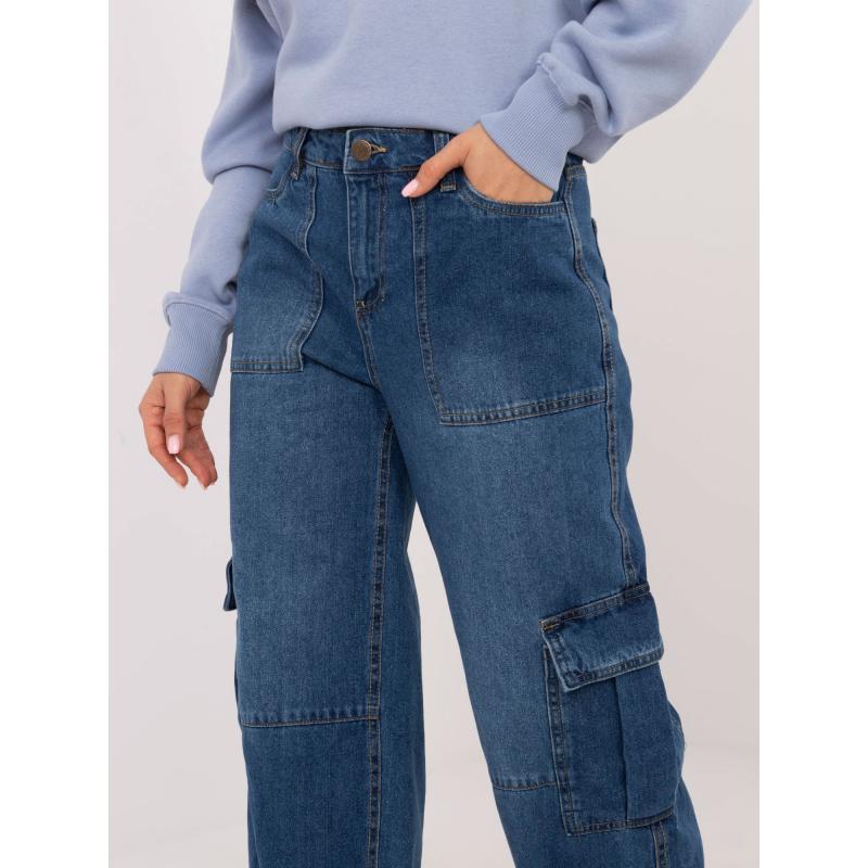Modré rovné dámské cargo džíny SUBLEVEL