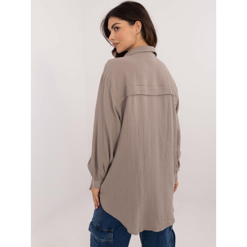 Tmavě béžové dlouhé mušelínové tričko SUBLEVEL