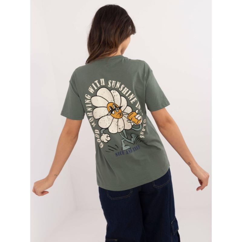 Khaki színű póló hátul nyomtatott SUBLEVEL