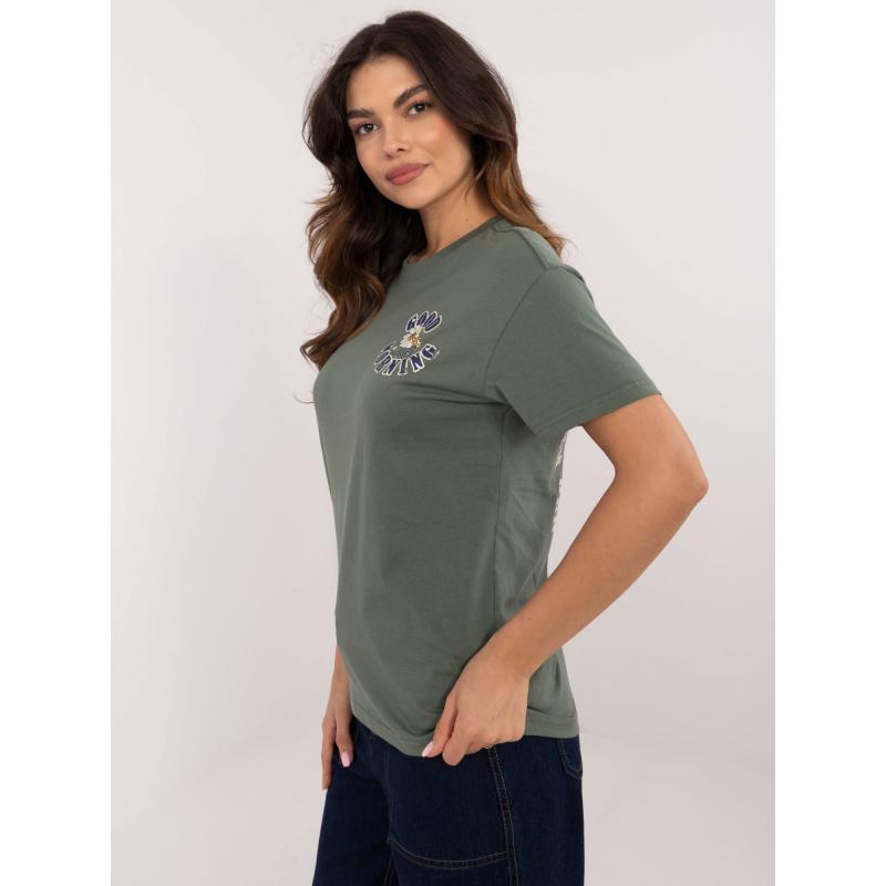 Khaki színű póló hátul nyomtatott SUBLEVEL