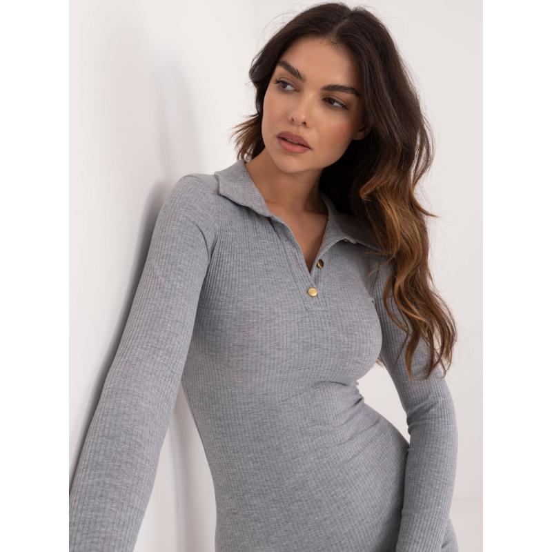 Šedé bavlněné pruhované základní šaty