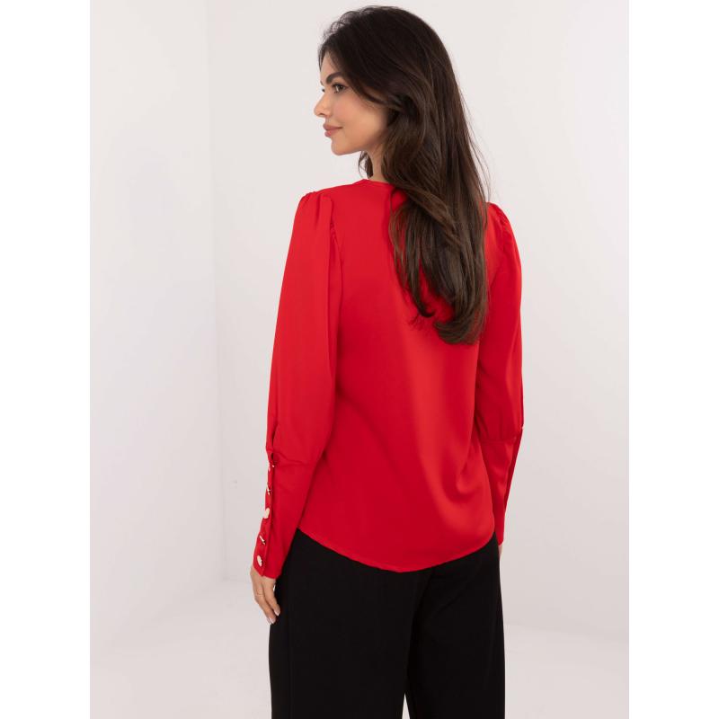 Piros elegáns blúz díszgombokkal