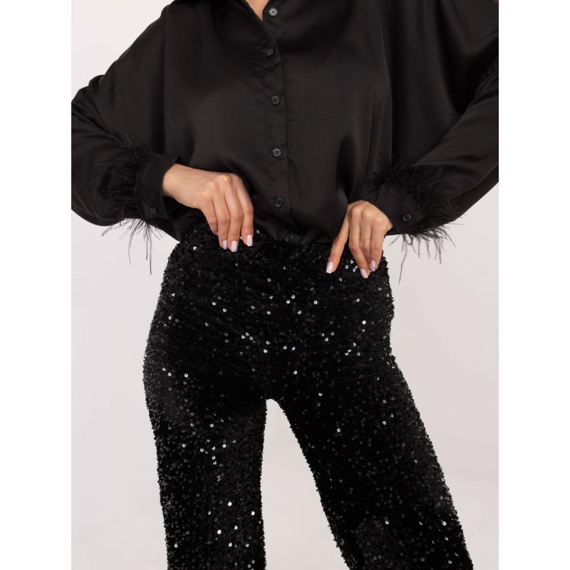 Čierne flitrové večerné nohavice