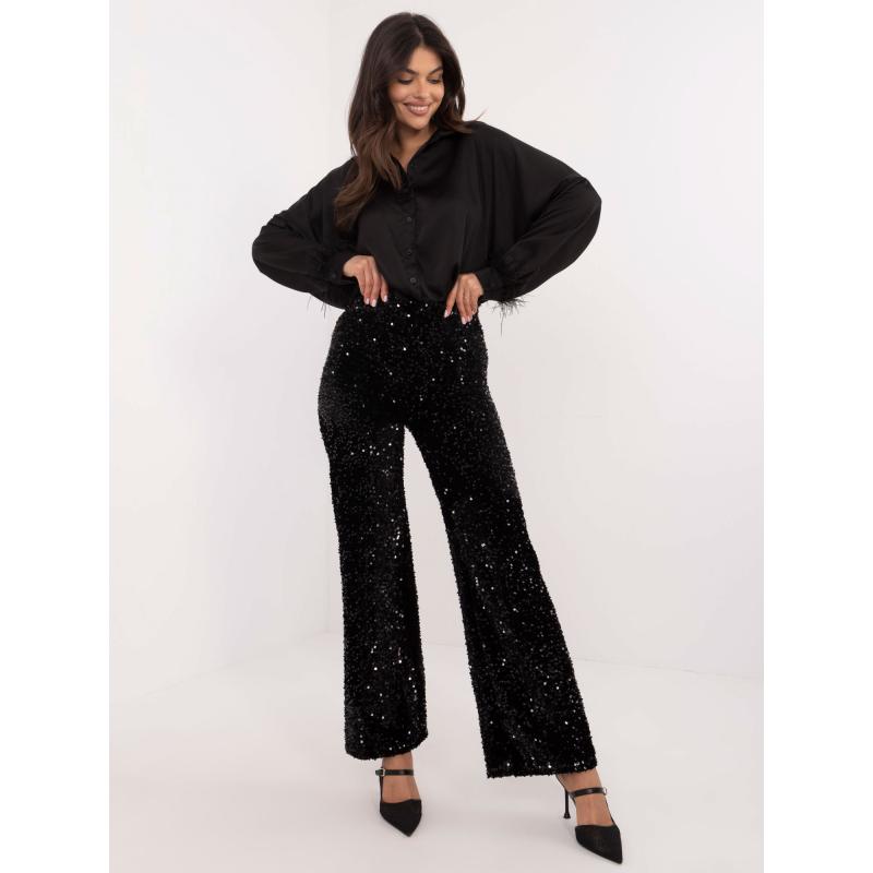 Čierne flitrové večerné nohavice
