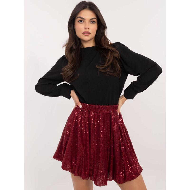Bordó flitrová společenská sukně bomber