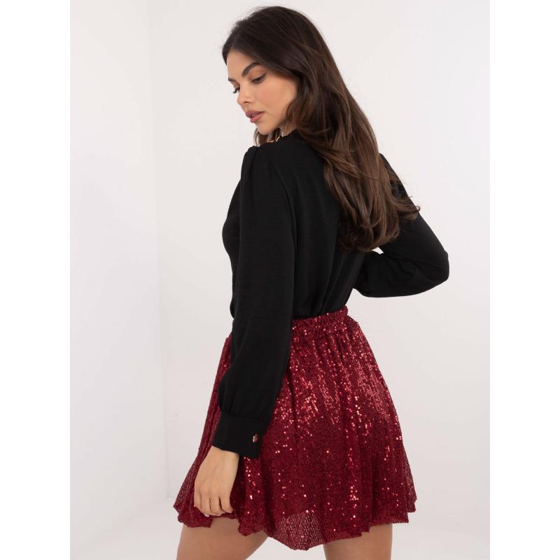 Bordó flitrová společenská sukně bomber