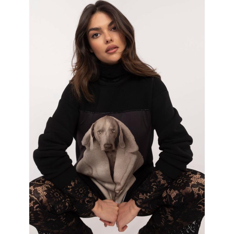 Černá mikina s nadměrným potiskem