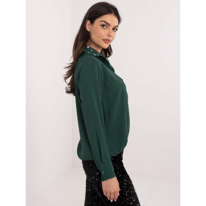 Sötétzöld elegáns ing, alul elasztikus gumival