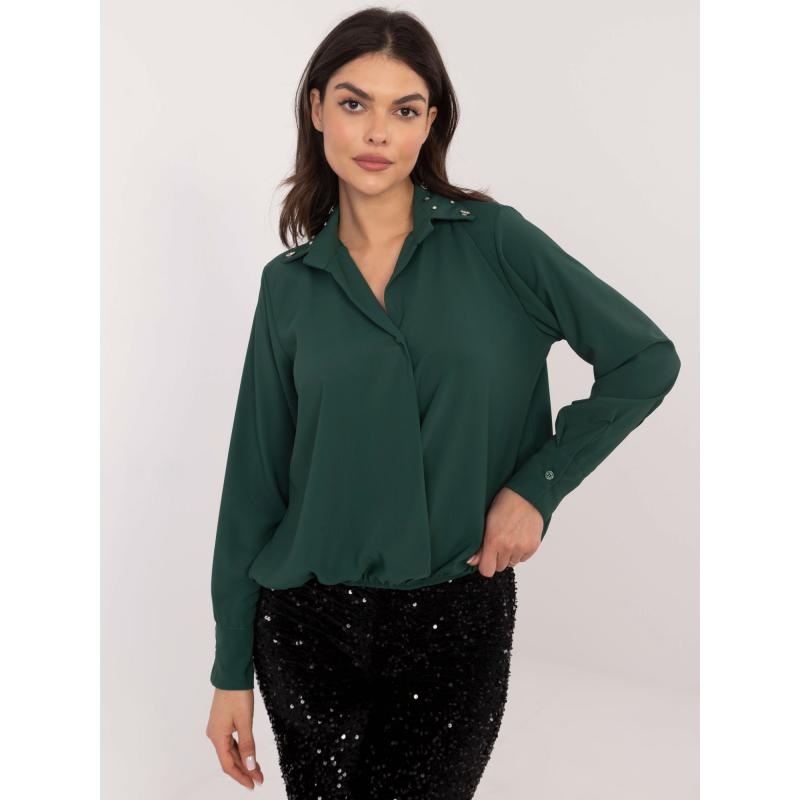 Sötétzöld elegáns ing, alul elasztikus gumival