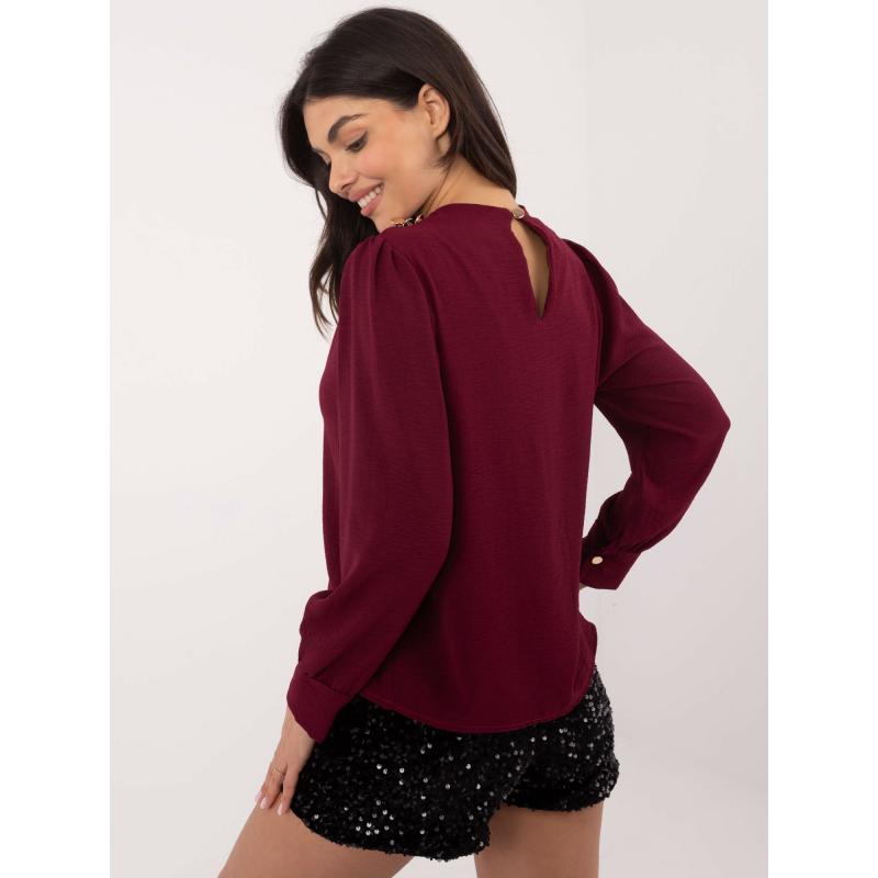 Bordó společenská halenka s ozdobnými knoflíky