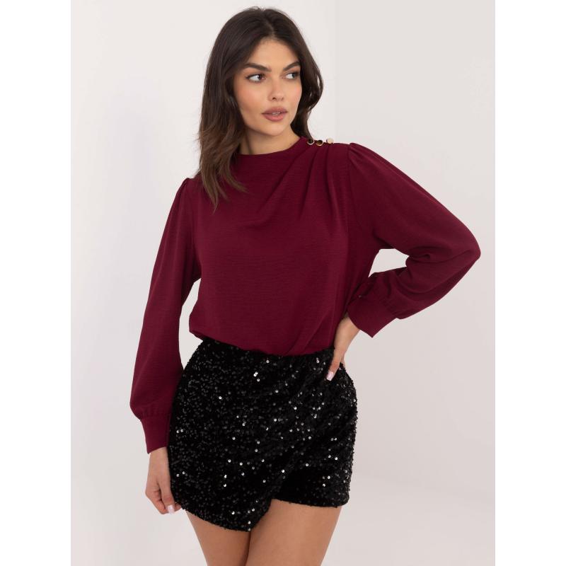 Bordó společenská halenka s ozdobnými knoflíky