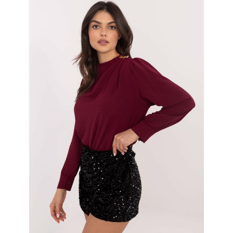 Bordó společenská halenka s ozdobnými knoflíky