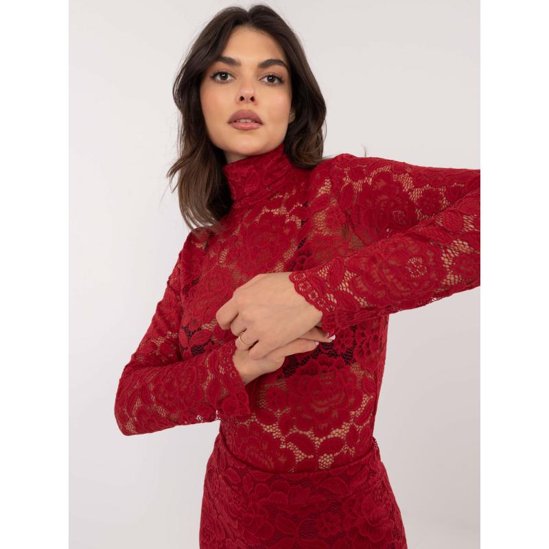 Červená čipkovaná blúzka zo súpravy