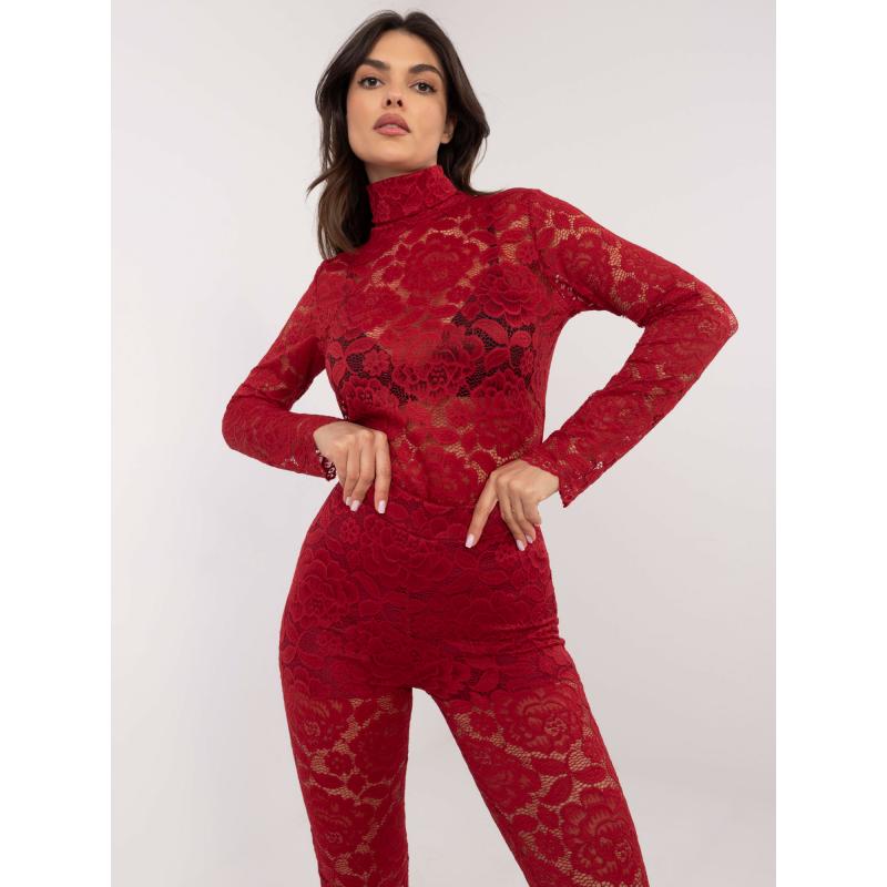 Červená čipkovaná blúzka zo súpravy