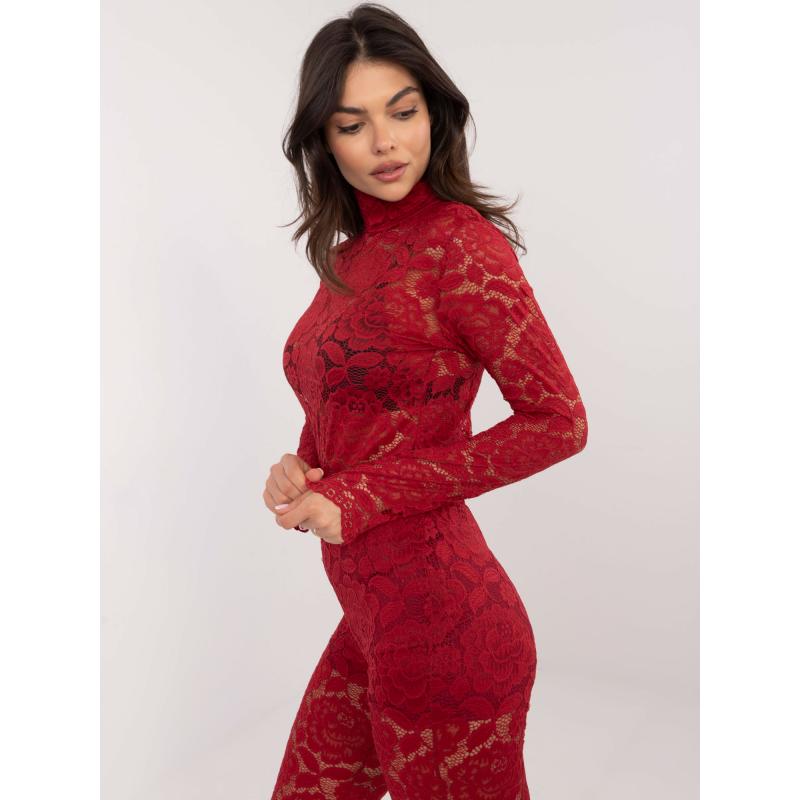 Červená čipkovaná blúzka zo súpravy