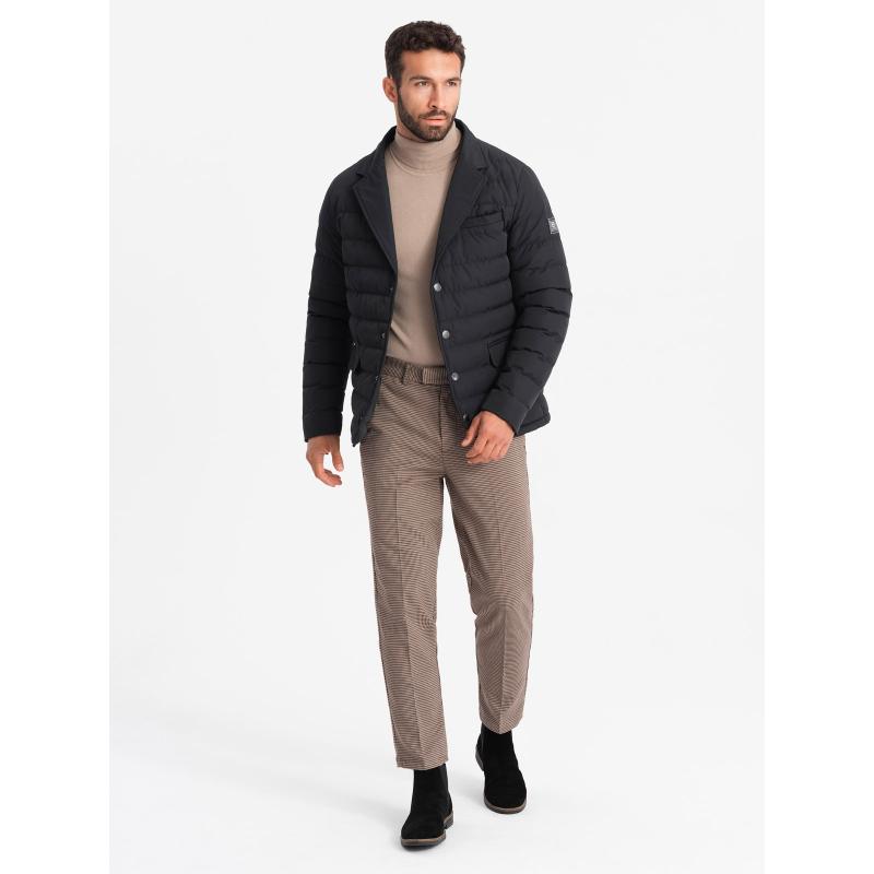 Pánska prešívaná bunda s bundovým strihom - čierna