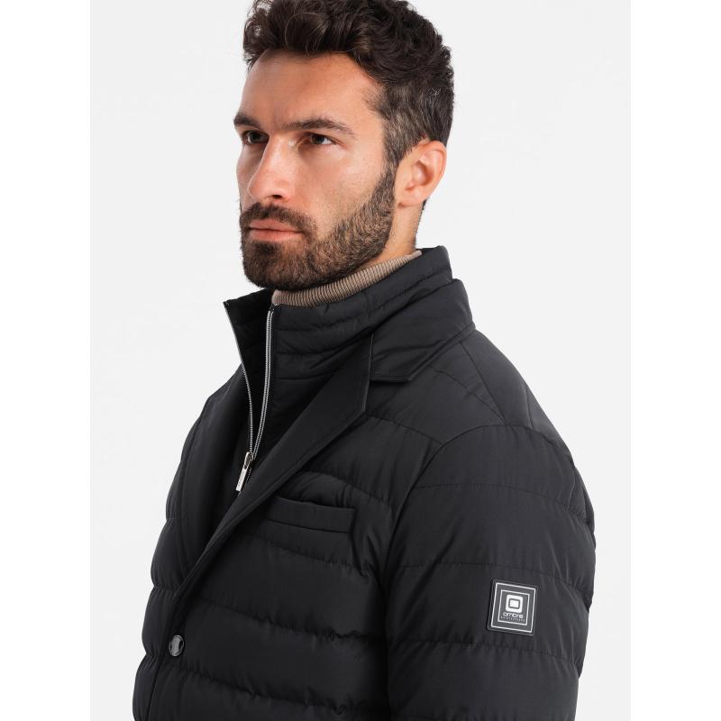 Pánska prešívaná bunda s bundovým strihom - čierna