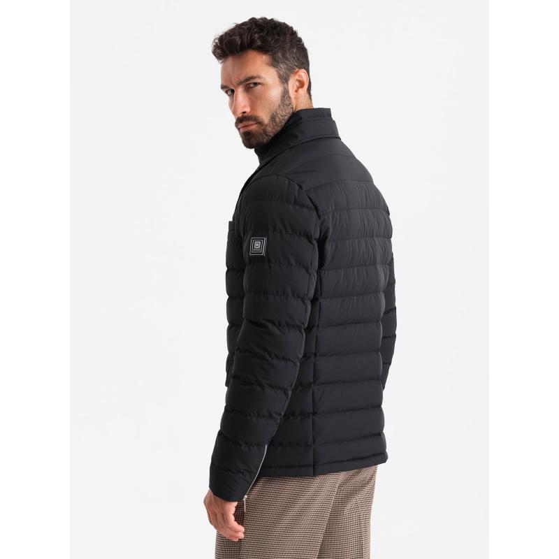Pánska prešívaná bunda s bundovým strihom - čierna