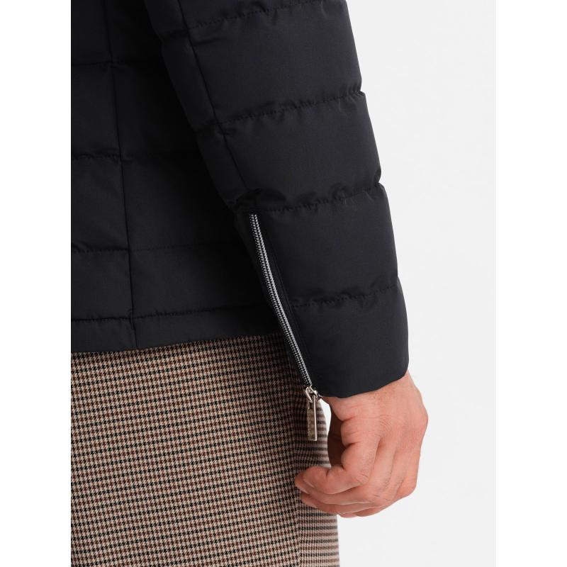 Pánska prešívaná bunda s bundovým strihom - čierna