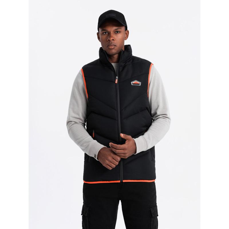 Férfi steppelt mellény neon akcentussal - fekete