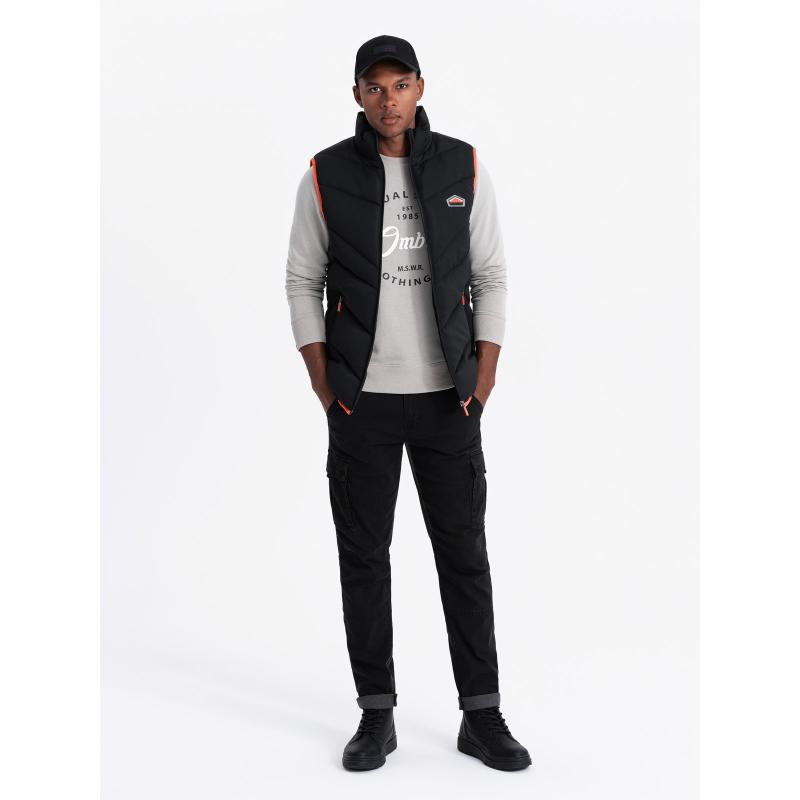 Férfi steppelt mellény neon akcentussal - fekete