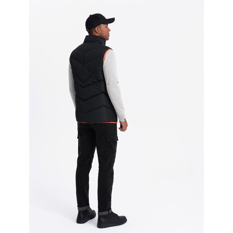 Férfi steppelt mellény neon akcentussal - fekete