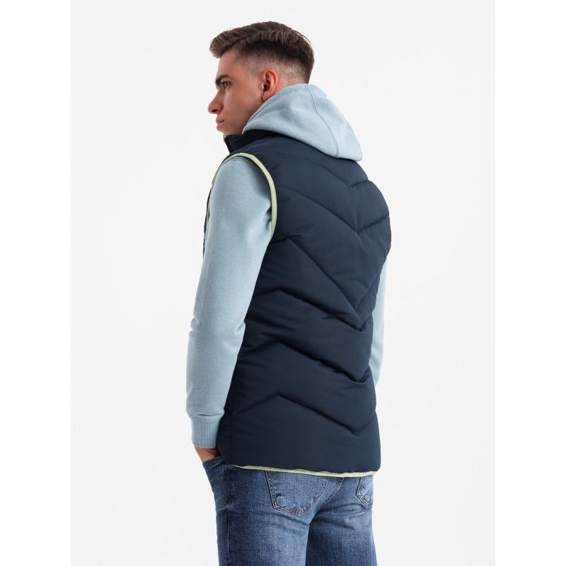 Férfi steppelt mellény neon akcentussal - tengerészkék