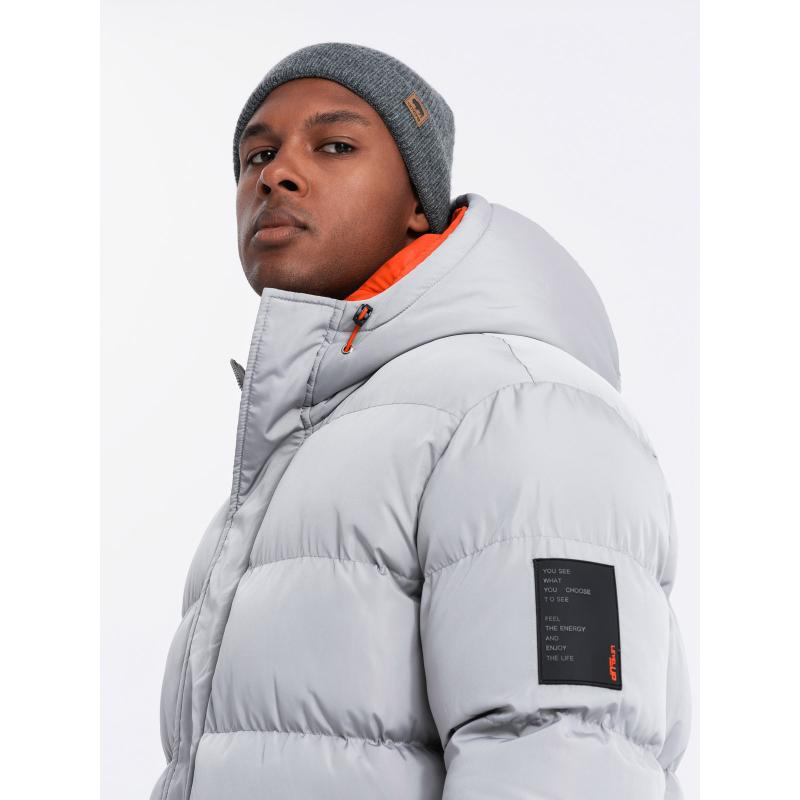 Férfi dupla kapucnis sportdzseki - szürke