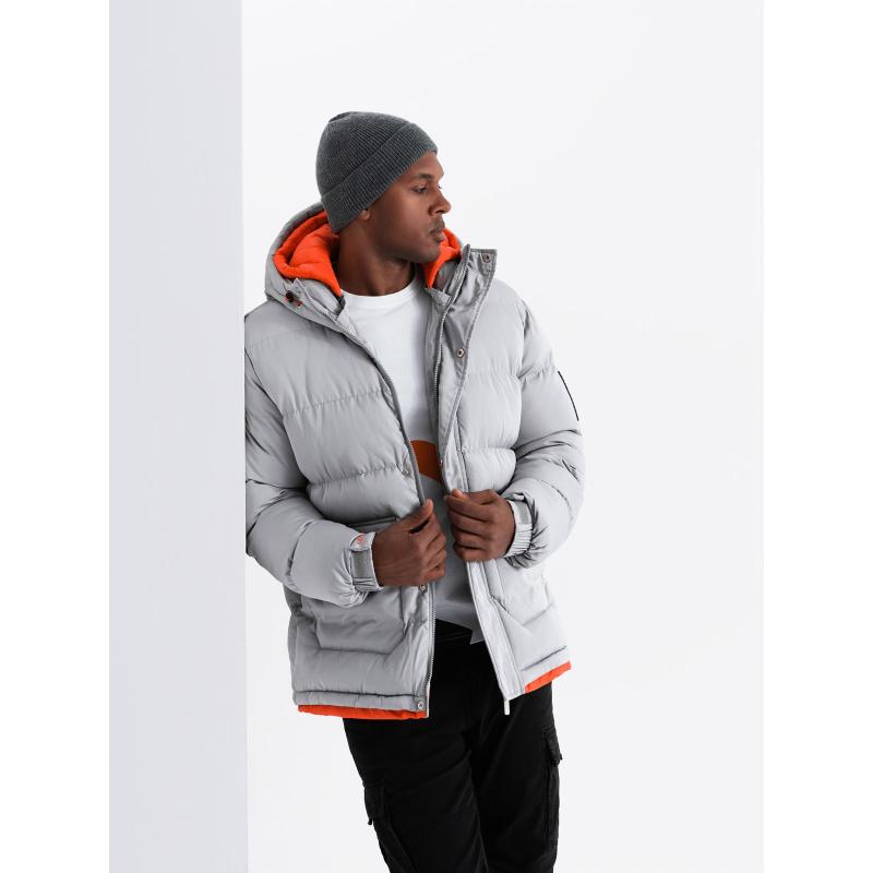 Férfi dupla kapucnis sportdzseki - szürke