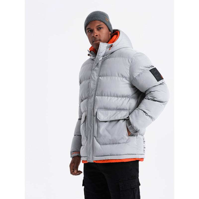 Férfi dupla kapucnis sportdzseki - szürke