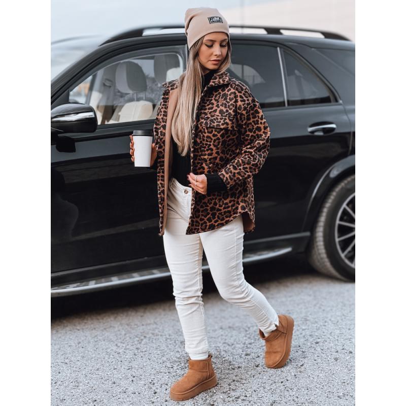 Női túlméretezett kabát SAVANNAH leopárd mintával