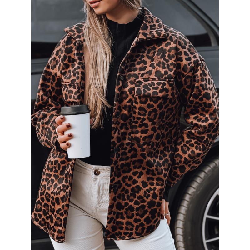 Női túlméretezett kabát SAVANNAH leopárd mintával