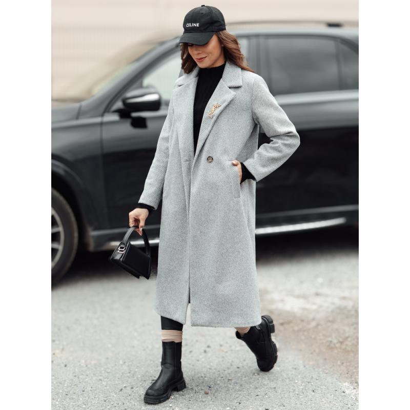 Női túlméretezett kabát MANTOVA hosszú világosszürke