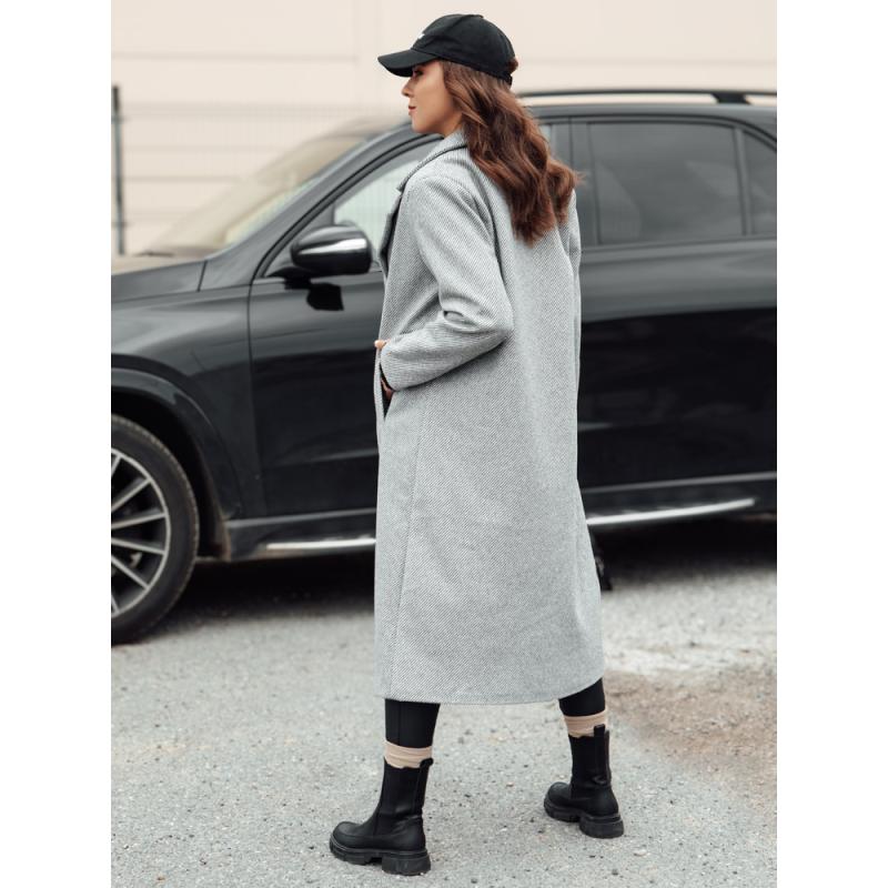 Női túlméretezett kabát MANTOVA hosszú világosszürke