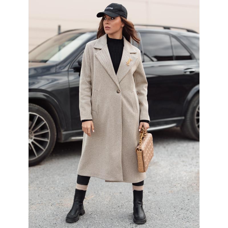 Női túlméretezett kabát MANTOVA hosszú világosbarna