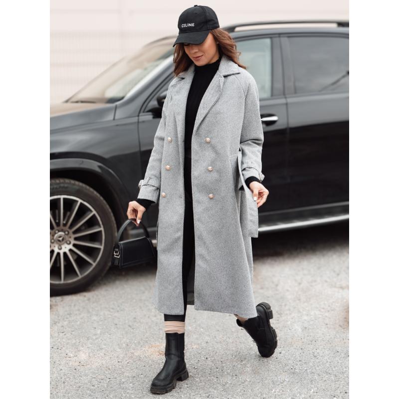 Női túlméretezett kabát CAMELLYN hosszú szürke