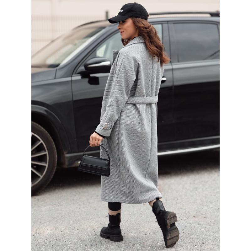 Női túlméretezett kabát CAMELLYN hosszú szürke