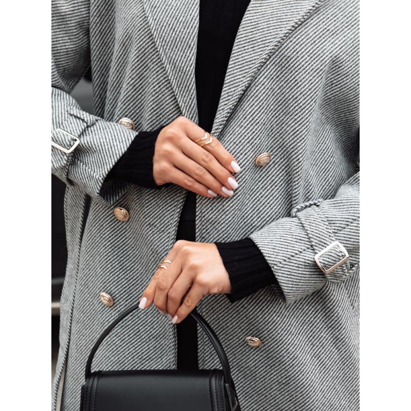 Női túlméretezett kabát CAMELLYN hosszú szürke