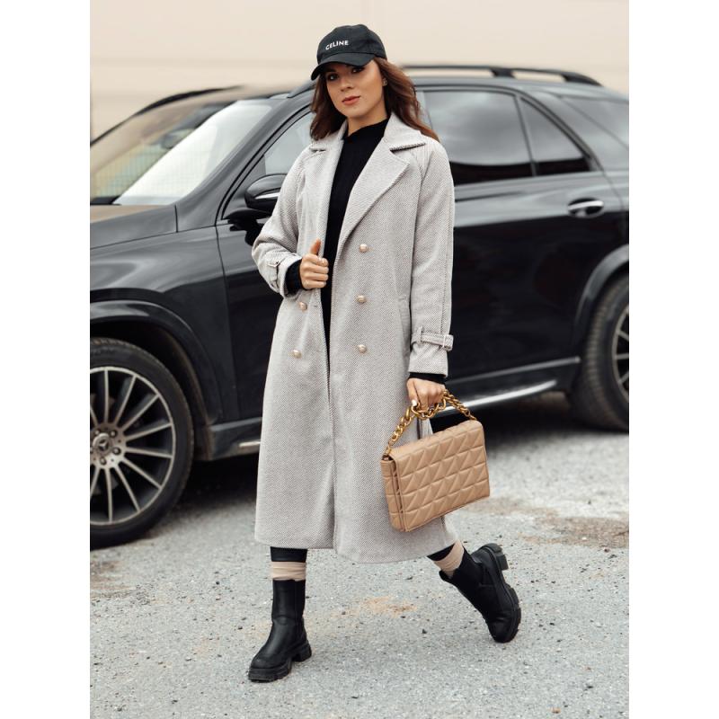 Női túlméretezett kabát CAMELLYN hosszú világosbarna