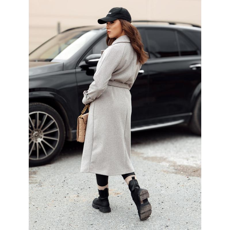 Női túlméretezett kabát CAMELLYN hosszú világosbarna