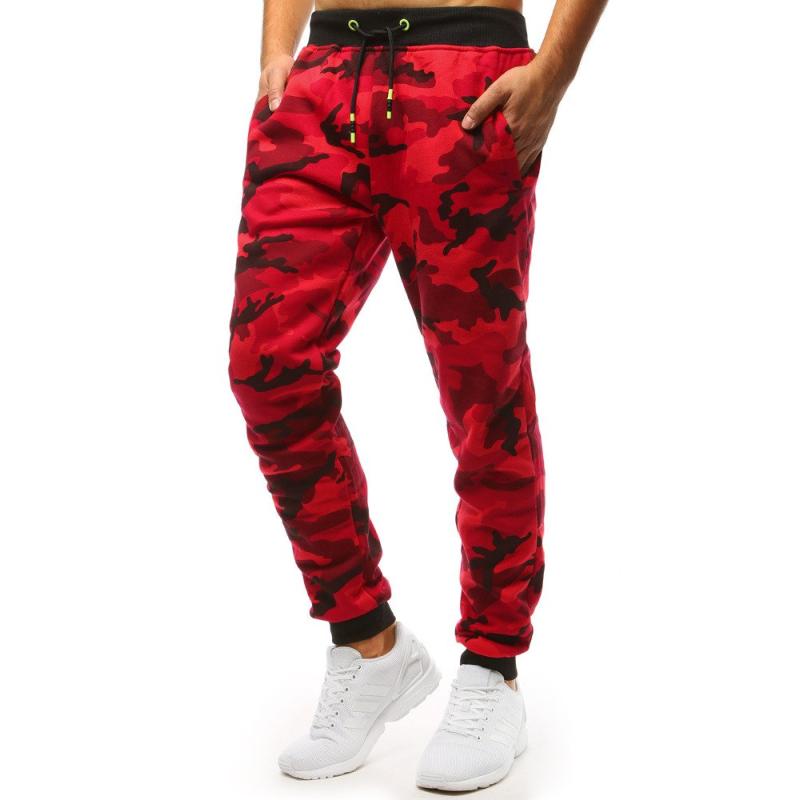 Pánské STYLE tepláky camo maskáčové červená