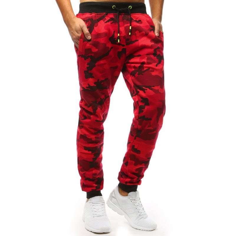 Pánské STYLE tepláky camo maskáčové červená