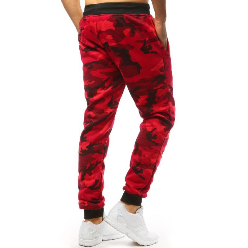 Pánské STYLE tepláky camo maskáčové červená