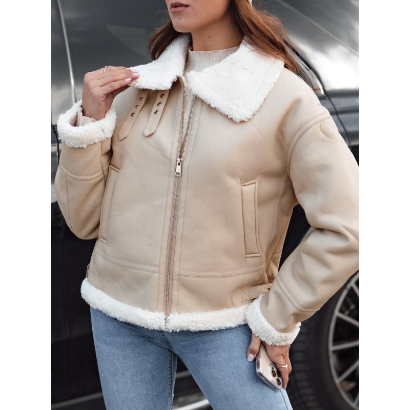 Női báránybőr dzseki FURBLAZE bézs